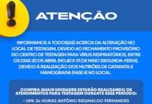 SAJ: Prefeitura informa a população acerca de alteração no local de testagem para vírus respiratórios