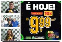 Pisos a partir de R$ 9,99 no FEIRÃO DE PISOS da MATECOL, em S.A. Jesus. Três motos serão sorteadas!