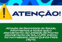 SAJ: Prefeitura informa que UPA 24 horas, após análise estrutural, voltou a funcionar nesta quinta-feira (16)