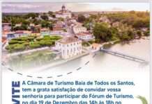 CTBTS formula convite à participação de todos, no Fórum de Turismo, próximo dia 19, em Jaguaripe