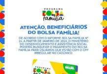 Prefeitura informa que beneficiários do Bolsa Família, que estão com inconsistência de dados do CPF no CADÚnico, podem ter pagamentos bloqueados a partir de janeiro pelo Governo Federal