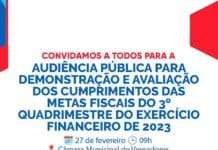 Prefeitura informa à população acerca de audiência pública a ser realizada em 27 de fevereiro