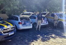 Ação conjunta PRF e PMRv apreende cigarros contrabandeados e três veículos envolvidos em crimes na BR-282 em Iraceminha 3a.jpg