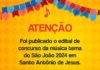 Prefeitura de Santo Antônio de Jesus lançou edital de concurso cultural para a escolha da música do São João – Prefeitura de Santo Antônio de Jesus – BA Prefeitura de Santo Antônio de Jesus lançou edital de concurso cultural para a escolha da música do São João – Prefeitura de Santo Antônio de Jesus - BA