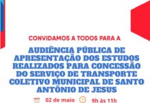 Prefeitura realizará Audiência Pública para apresentação dos estudos realizados para concessão do serviço de transporte coletivo – Prefeitura de Santo Antônio de Jesus – BA Prefeitura realizará Audiência Pública para apresentação dos estudos realizados para concessão do serviço de transporte coletivo – Prefeitura de Santo Antônio de Jesus - BA