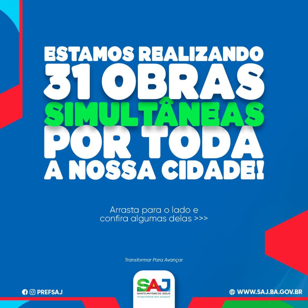 SAJ: Prefeitura segue realizando, em ritmo acelerado, obras estruturantes por SAJ: Prefeitura segue realizando, em ritmo acelerado, obras estruturantes por toda a cidade e zona rural – Prefeitura de Santo Antônio de Jesus - BA