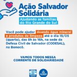 Prefeituras-Bairro de Salvador também vão receber doações de água e itens de limpeza para famílias do Rio Grande do Sul