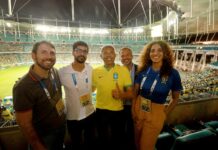 Na Arena Fonte Nova, governador prestigia triunfo da Seleção Brasileira Feminina de Futebol, com baiana no elenco Logo