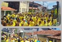 Legião de seguidores em torno de Nego da Comercial da Coroa, nesse domingo, em Barra Grande, Vera Cruz