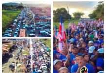 Nesse domingo, 18, precedendo a inauguração do comitê de campanha Tany Motos-Paty, uma multidão “tingiu”as ruas de azul, em Laje