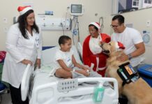 Ala pediátrica do HMS ganha celebração natalina com Papai Noel e cão terapeuta – Secretaria de Comunicação Ala pediátrica do HMS ganha celebração natalina com Papai Noel e cão terapeuta – Secretaria de Comunicação