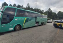 PRF flagra transporte clandestino de passageiros em Campina Grande do Sul (PR) — Polícia Rodoviária Federal onibus GFT