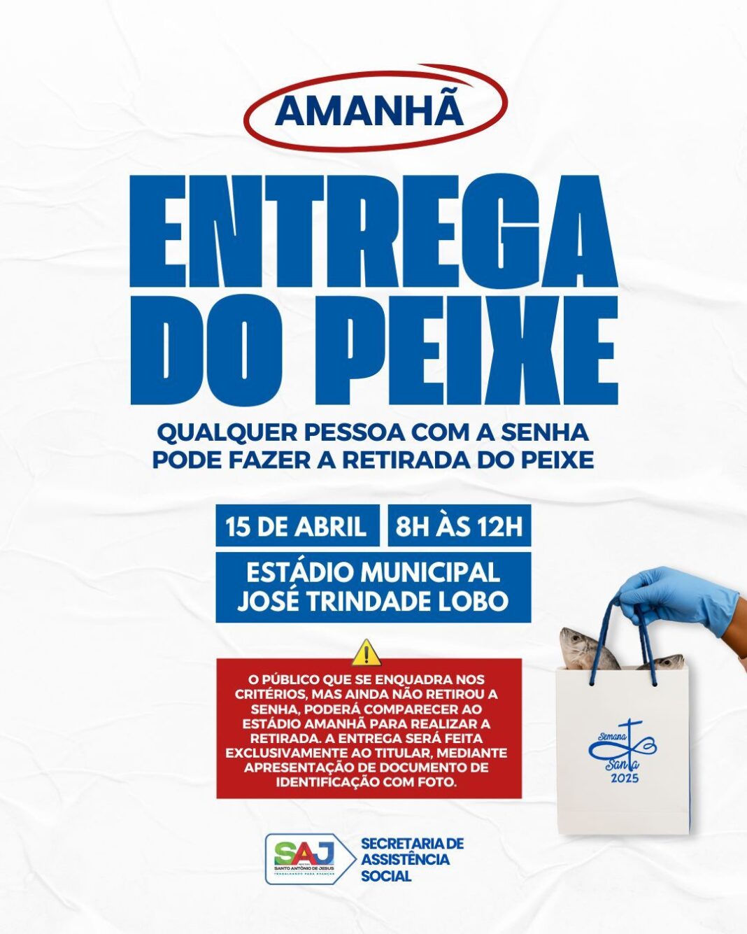 Prefeitura de Santo Antônio de Jesus realizará a distribuição de cerca de 30 toneladas de peixe na terça-feira (15) – Prefeitura de Santo Antônio de Jesus - BA