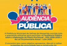 Prefeitura municipal de Salinas, gestão Mara-Memezinho, realiza na próxima quarta-feira, 27, audiência pública para elaboração do Plano Plurianual 2026-2029 e da Lei Orçamentária Anual – LOA 2026