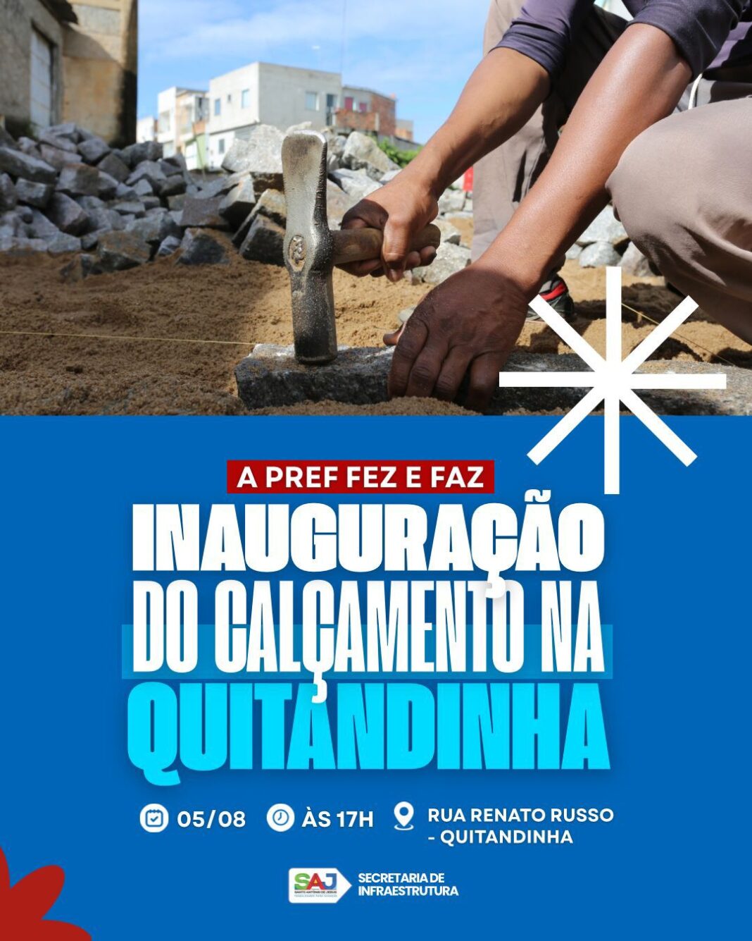 Prefeitura de Santo Antônio de Jesus convida população para inauguração Prefeitura de Santo Antônio de Jesus convida população para inauguração do Calçamento na Quitandinha – Prefeitura de Santo Antônio de Jesus - BA