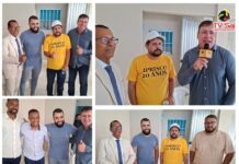 Prefeito Genival e empresário Ditinho recebidos pelo Pastor Reinaldo no Centro de Recuperação Aprisco, nas comemorações aos 20 anos de sucesso dessa entidade no município