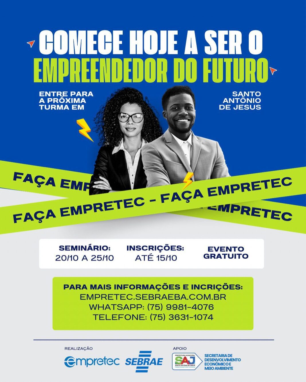 Prefeitura de Santo Antônio de Jesus oferece curso gratuito para empreendedores em parceria com SEBRAE e EMPRETEC – Prefeitura de Santo Antônio de Jesus - BA