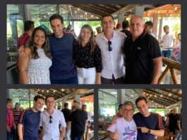 Lideranças BRUNO VAZ (Nazaré), GIL (Aratuípe), e JOEL CARDOSO ( S.A.Jesus), ao lado de partidários, receberam nesse sábado, 07, em Aratuípe, LÉO PRATES, Deputado Federal pré-candidato à reeleição