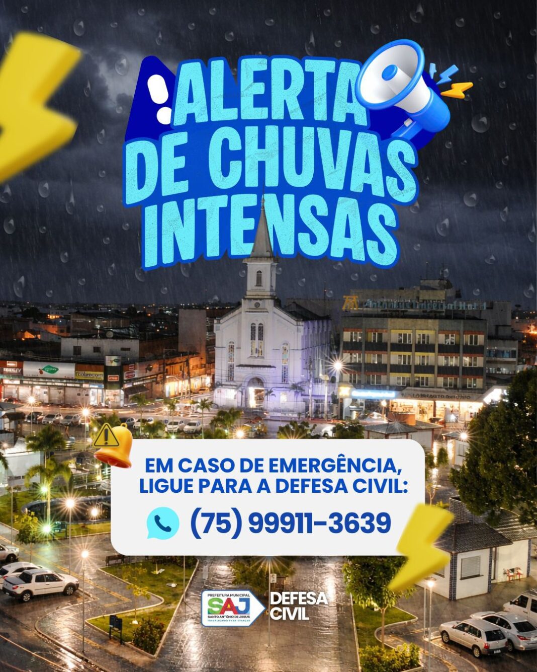 Prefeitura de Santo Antônio de Jesus coloca Superintendência de Defesa Civil em plantão diante do grande volume de chuva – Prefeitura de Santo Antônio de Jesus - BA