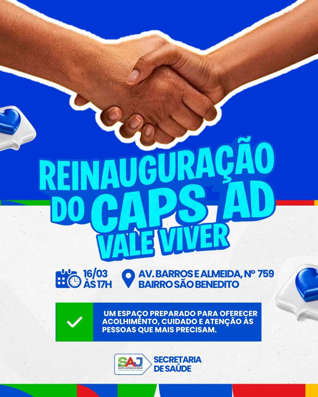 Prefeitura de Santo Antônio de Jesus reinaugura CAPS AD Vale Prefeitura de Santo Antônio de Jesus reinaugura CAPS AD Vale Viver com foco em acolhimento e cuidado integral à população – Prefeitura de Santo Antônio de Jesus - BA