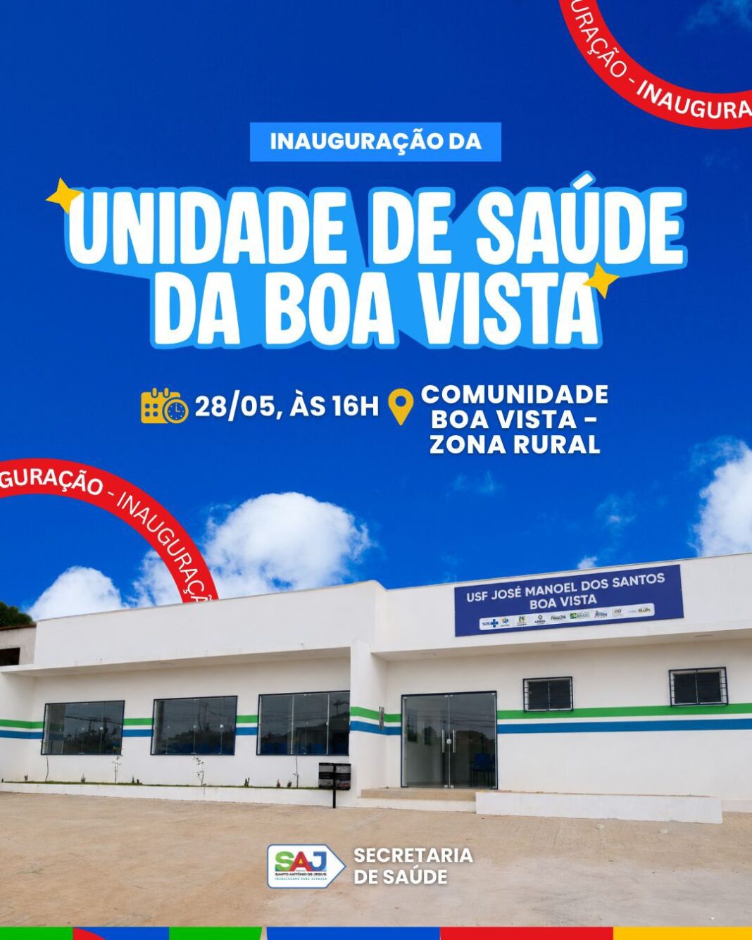 Prefeitura de Santo Antônio de Jesus realizará inauguração da Unidade de Saúde da Família da Boa Vista – Prefeitura de Santo Antônio de Jesus - BA
