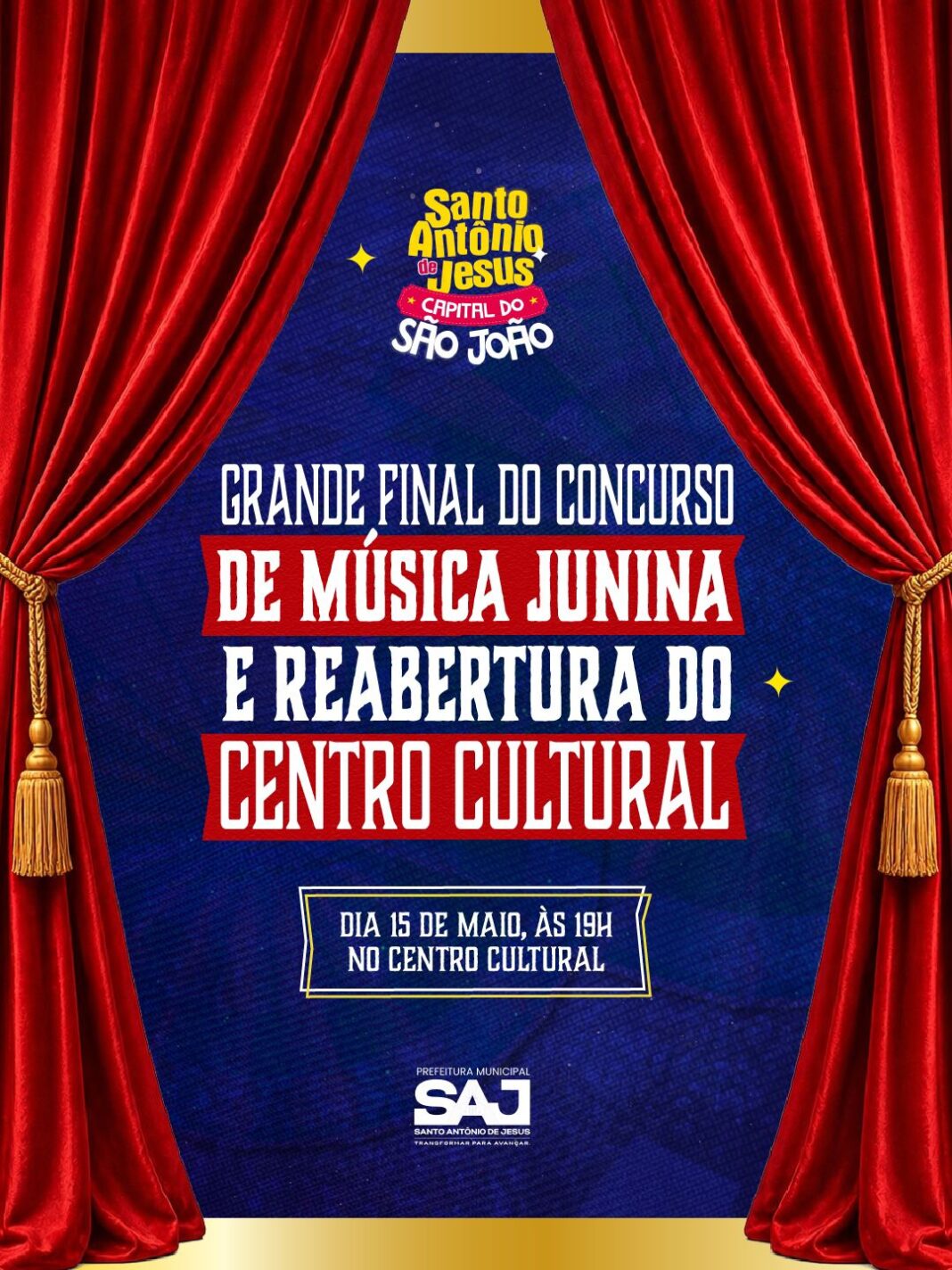 Prefeitura de Santo Antônio de Jesus realizará reinauguração do Centro Cultural e final do concurso da música tema do São João 2026 nesta sexta-feira (15) – Prefeitura de Santo Antônio de Jesus - BA